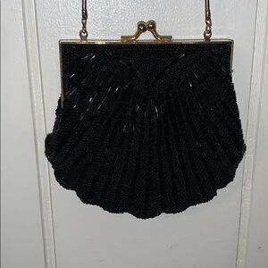 Valerie Stevens black beaded crossbody evening bag
